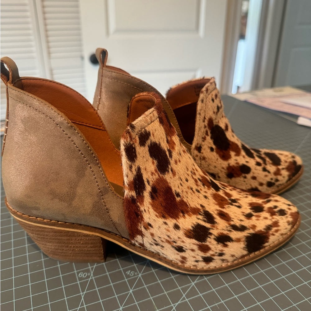 Gently worn cowhide booties